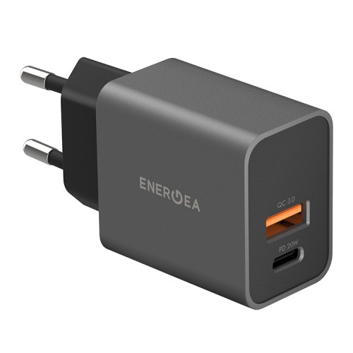 Сетевое зарядное EnergEA Ampcharge PD20+, USB-C PD + USB-A QC3.0, 20 Вт