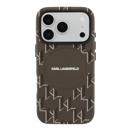 Karl Lagerfeld для iPhone 17 Pro Max чехол PU Full Wrapped Monogram Metal camera Hard Brown (MagSafe)