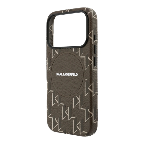 Karl Lagerfeld для iPhone 17 Pro Max чехол PU Full Wrapped Monogram Metal camera Hard Brown (MagSafe)