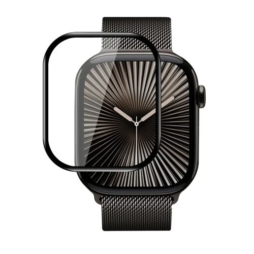 BlueO стекло для Apple Watch S10/11 42 mm, 3D Curved + Dust Removal Locator Black