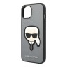 Чехол Lagerfeld PU Saffiano Karl head Patch Hard для iPhone 14 Plus, серебристый