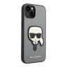 Чехол Lagerfeld PU Saffiano Karl head Patch Hard для iPhone 14 Plus, серебристый