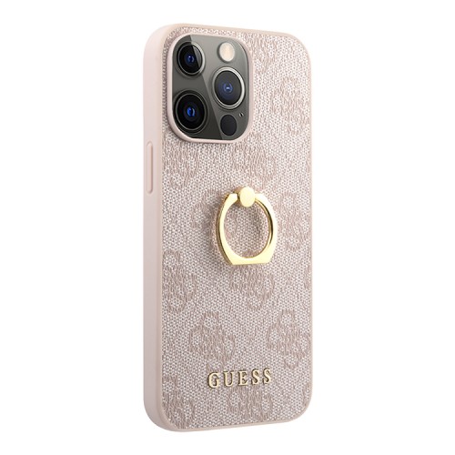 Чехол Guess PU 4G + Ring Hard для iPhone 14 Pro Max, розовый