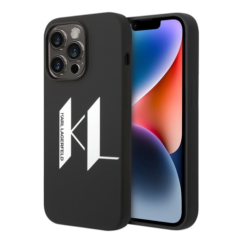 Чехол Lagerfeld Liquid silicone Big KL logo Hard для iPhone 14 Pro, черный