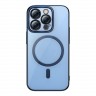 Чехол Baseus Glitter Magnetic PC case +Tempered glass для iPhone 14 Pro, синяя рамка (magsafe)