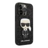 Чехол Lagerfeld Glitter flakes Ikonik patch w Metal logo Hard для iPhone 14 Pro Max, черный