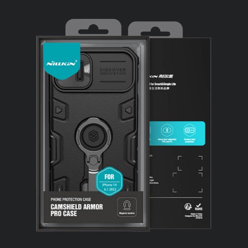 Противоударный чехол Nillkin CamShield Armor Pro для iPhone 14, черный