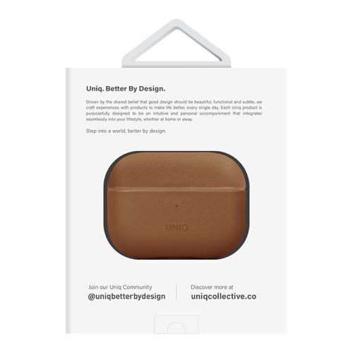 Чехол Uniq Terra Genuine Leather with handstrap для AirPods Pro 2, коричневый