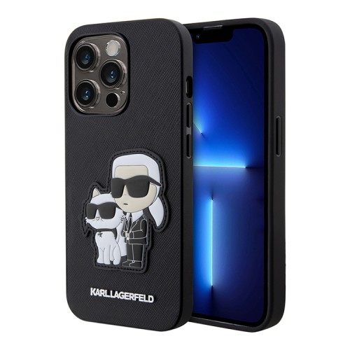 Чехол Lagerfeld PU Saffiano NFT Karl & Choupette Hard для iPhone 14 Pro, черный