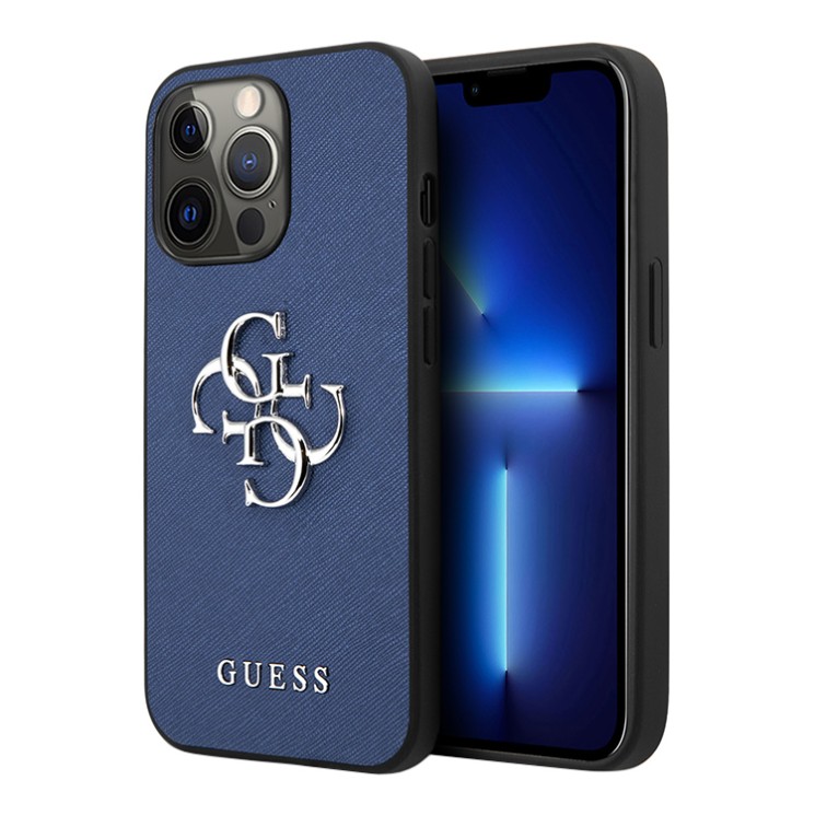 Чехол Guess PU Saffiano 4G Big metal logo Hard для iPhone 13 Pro Max, синий