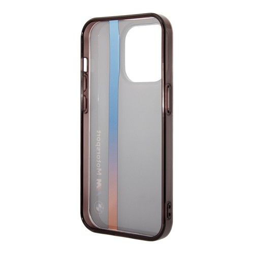 Чехол BMW Motorsport Tricolor Vert Stripe Hard для iPhone 14 Pro Max, черный