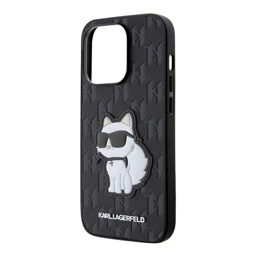 Чехол Lagerfeld PU Saffiano Monogram NFT Choupette Hard для iPhone 14 Pro, черный