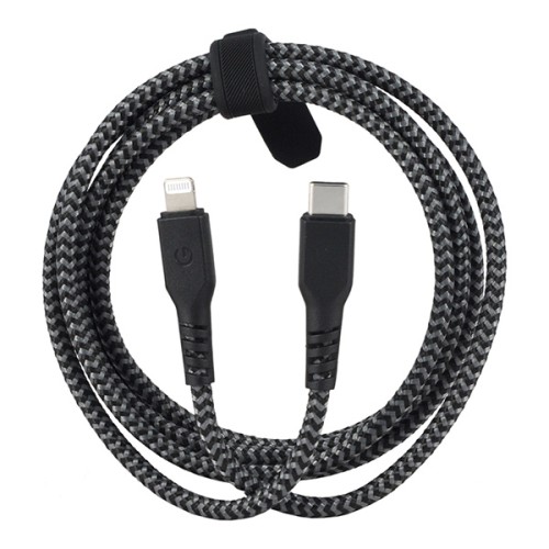 Кабель EnergEA FibraTough MFi Lightning/USB-Type-C (1.5 м), черный