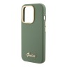 Guess для iPhone 15 Pro чехол Liquid silicone Gold metal logo & Camera frame Hard Khaki