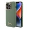 Guess для iPhone 15 Pro чехол Liquid silicone Gold metal logo & Camera frame Hard Khaki