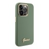 Guess для iPhone 15 Pro чехол Liquid silicone Gold metal logo & Camera frame Hard Khaki
