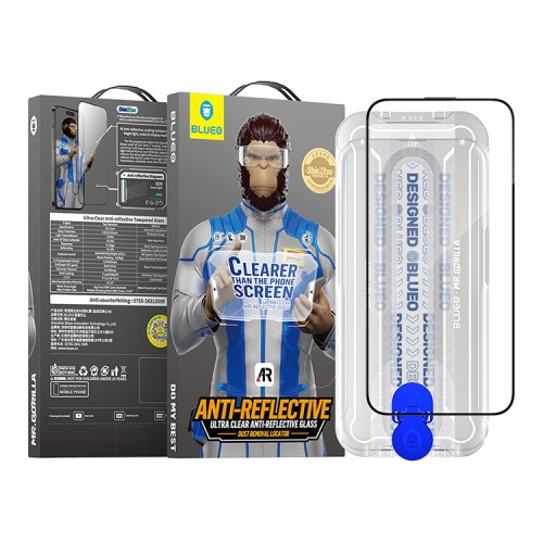 BlueO стекло для iPhone 15 Pro, AR Anti-reflective Black (ультра-прозрачное) +installer