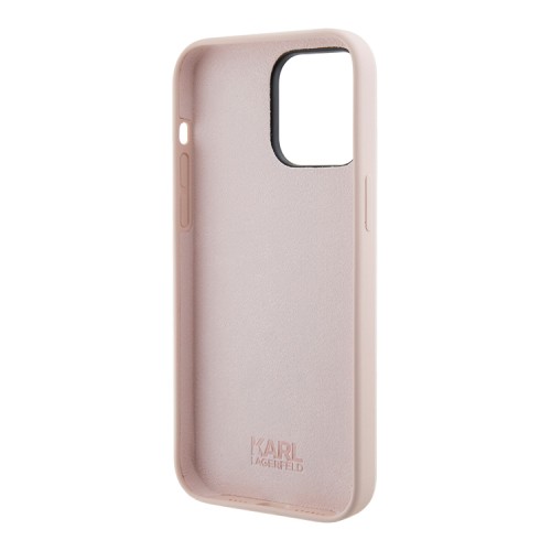 Karl Lagerfeld для iPhone 14 Pro Max чехол Liquid silicone NFT Choupette metal pin Hard Pink
