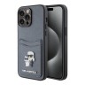 Karl Lagerfeld для iPhone 15 Pro Max чехол Cardslot PU Saffiano NFT Karl & Choupette metal Grey