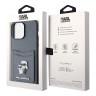 Karl Lagerfeld для iPhone 15 Pro Max чехол Cardslot PU Saffiano NFT Karl & Choupette metal Grey