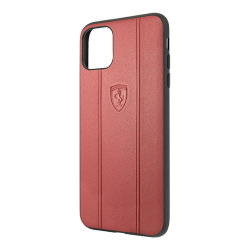 Кожаный чехол Ferrari Stamped logo Embossed lines Hard для iPhone 11, красный