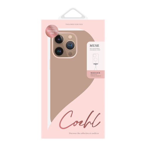 Uniq для iPhone 16 Pro чехол кожаный со шнурком COEHL MUSE Dusty Nude (MagSafe)