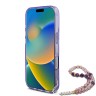 Guess для iPhone 16 Pro Max чехол PC/TPU Flowers + Pearl Hand Strap Puple (MagSafe)