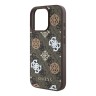 Guess для iPhone 16 Pro чехол PU кожа 4G Colored Peony Brown (MagSafe)