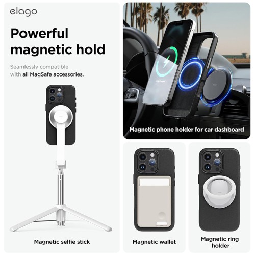 Elago для iPhone 16 Pro чехол PU Leather Black (MagSafe)