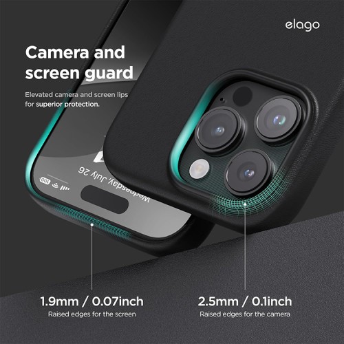 Elago для iPhone 16 Pro чехол PU Leather Black (MagSafe)