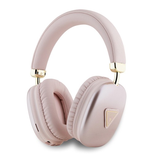 Guess наушники беспроводные накладные Bluetooth Headphones PU Saffiano Triangle Metal Logo Pink