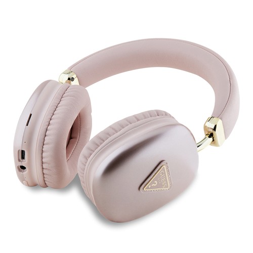 Guess наушники беспроводные накладные Bluetooth Headphones PU Saffiano Triangle Metal Logo Pink