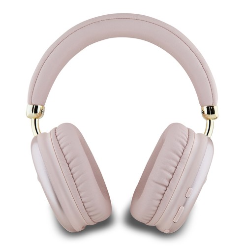 Guess наушники беспроводные накладные Bluetooth Headphones PU Saffiano Triangle Metal Logo Pink