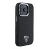 Guess для iPhone 16 Pro Max чехол PU Grained leather Triangle metal logo Hard Black (MagSafe)