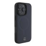 Mercedes для iPhone 16 Pro Max чехол Leather Plain Smooth with Ring Metal logo Hard Navy (MagSafe)