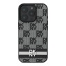DKNY для iPhone 16 Pro Max чехол PU Checkered Printed stripes Metal logo Hard Black