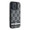 DKNY для iPhone 16 Pro Max чехол PU Checkered Printed stripes Metal logo Hard Black
