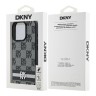 DKNY для iPhone 16 Pro Max чехол PU Checkered Printed stripes Metal logo Hard Black