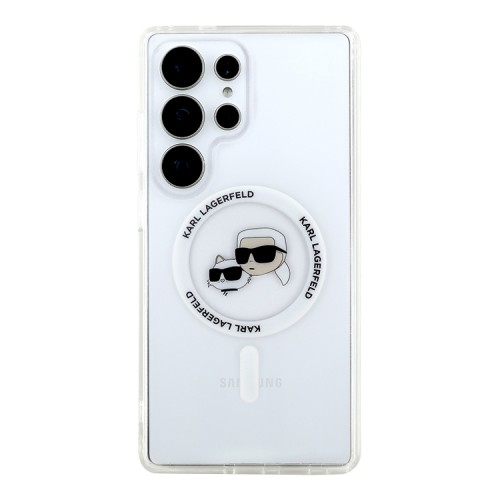 Karl Lagerfeld для Galaxy S25 Ultra чехол PC/TPU NFT Karl & Choup Head Metal camera Hard White (MagSafe)