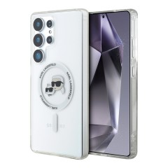Karl Lagerfeld для Galaxy S25 Ultra чехол PC/TPU NFT Karl & Choup Head Metal camera Hard White (MagSafe)