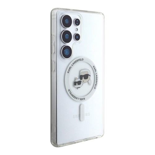 Karl Lagerfeld для Galaxy S25 Ultra чехол PC/TPU NFT Karl & Choup Head Metal camera Hard White (MagSafe)
