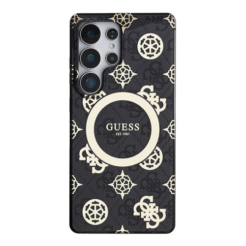 Guess для Galaxy S25 Ultra чехол PC/TPU 4G Peony Hard Black (MagSafe)