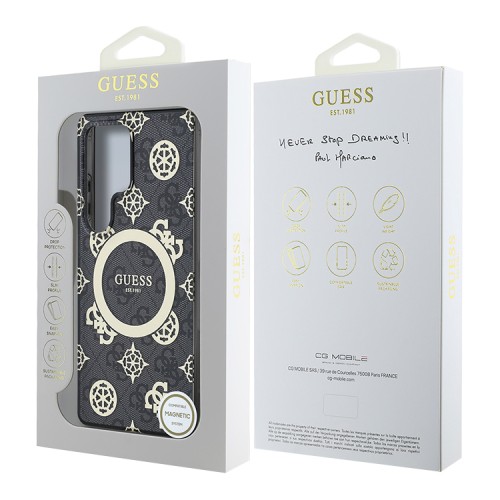 Guess для Galaxy S25 Ultra чехол PC/TPU 4G Peony Hard Black (MagSafe)