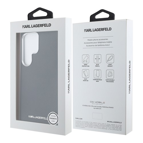 Karl Lagerfeld для Galaxy S25 Ultra чехол PU Saffiano FW Metal logo & Camera Hard Black (MagSafe)