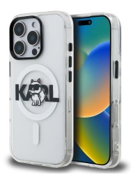 Karl Lagerfeld для iPhone 16 Pro Max чехол PC/TPU Sketch Choupette Metal camera Hard Transp (MagSafe)