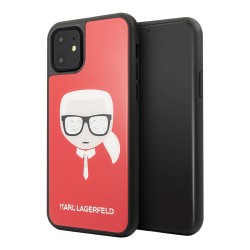 Чехол Lagerfeld Double layer Karl's Head Hard Glass для iPhone 11, красный