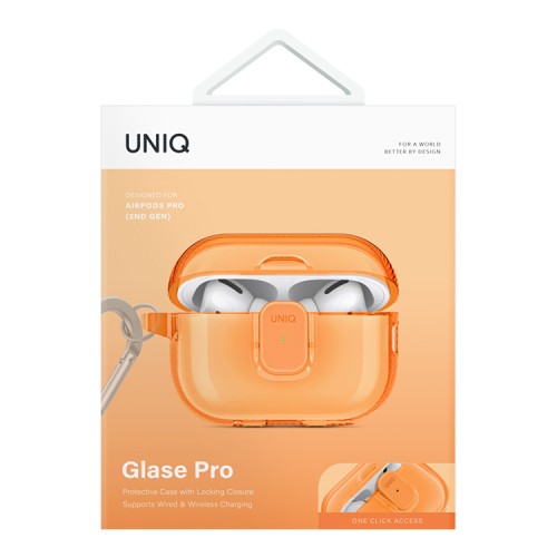 Uniq для Airpods Pro 2 чехол Glase PRO TPU Lock case Golden Citrus