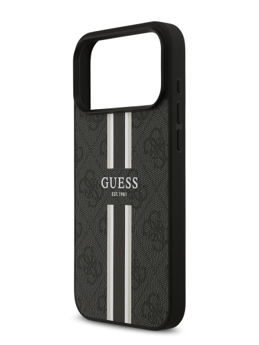 Guess для iPhone 17 Pro чехол PU 4G Stripes Hard Black (MagSafe)