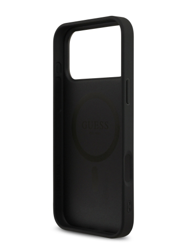 Guess для iPhone 17 Pro чехол PU 4G Stripes Hard Black (MagSafe)