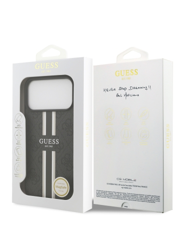 Guess для iPhone 17 Pro чехол PU 4G Stripes Hard Black (MagSafe)